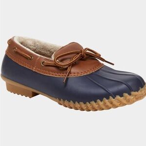 JBU by Jambu Gwen Duck Shoes Navy Tan Faux Fur Lined NWOB 10M